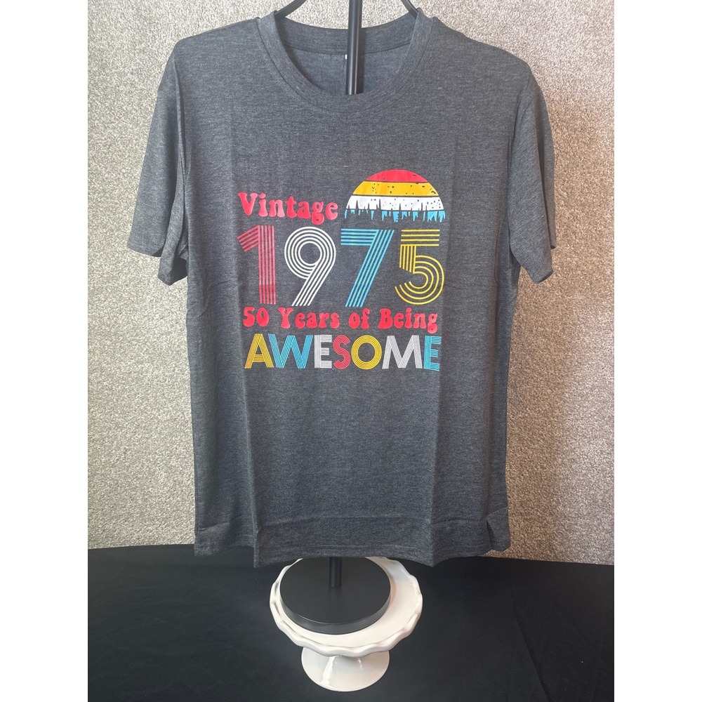Women's Vintage 1975 50 Years of Being Awesome T-Shirt Dark Gray Large
